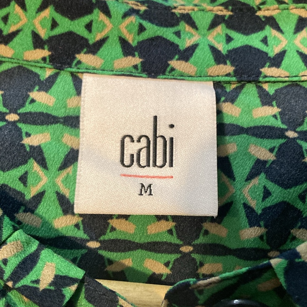 Cabi Bronco Mix Print Green Button Blouse Women’s Size Medium - Picture 11 of 11